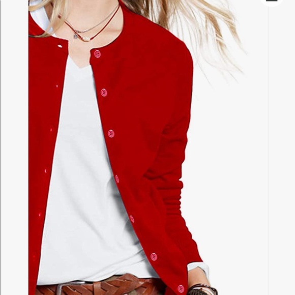 Red Cardigan Sweater - Picture 3 of 5